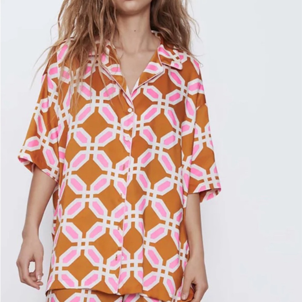Zara Geometric oversized shirt
